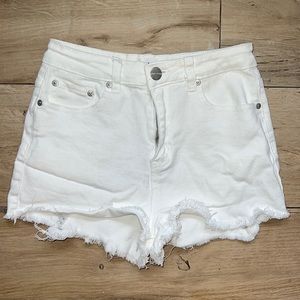 Superdown: White Jean Shorts